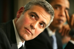 Photo: JEZ COULSON/INSIGHT/PANOS (917 309 5439)George Clooney joined Democrat Senator Barak Obama and Republican Senator Sam Brownback at a press conference today at the National Press Club. They called on Americans to attend 'Save Darfur: Rally's to Stop Genocide' across the country on Sunday. They also called on the US government and other NATO countries and UN security council members to help end the genocide in Darfur. Clooney has just returned from a trip to Darfur where he saw for himself the tragic effects of the genocide carried out by the government of Sudan with its troop's in helicopter gunship's and with it's proxy militias on horse back: 'The Janjaweed'. It is estimated that up to 300,000 may have already died and 3.5 million who have fled are now dependent on foreign aid for their survival.