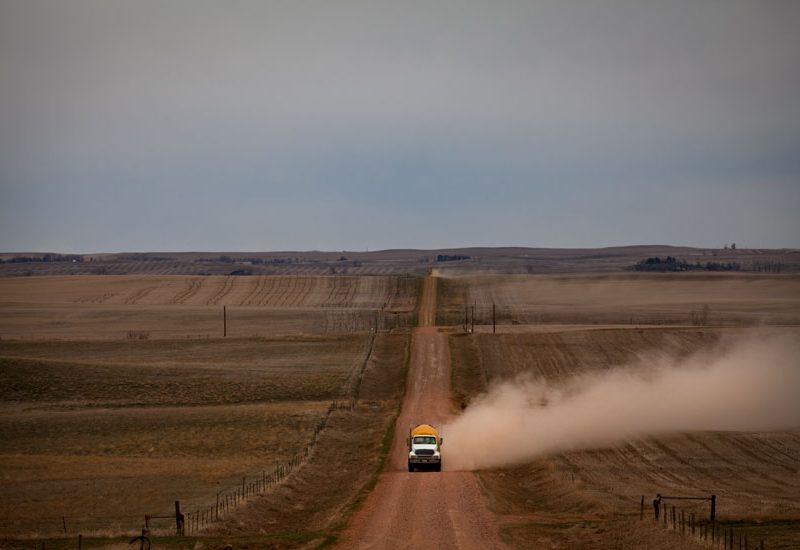 Truck Rolling on an Unmade Road : South Dakota : USA