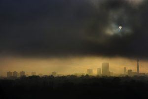 Im being followed by a Moon Shadow : Early morning View the City from Primrose Hill : London