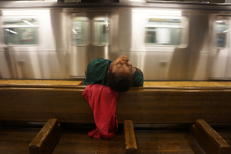 Hot Subway Sleep : L train at 14th : NYC