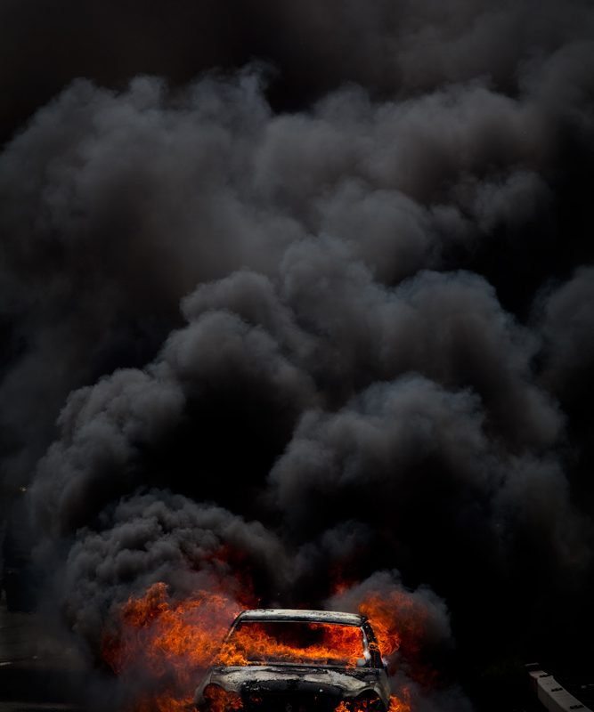 Burning Car : M1 North Bound nr Scrathwood Services : UK