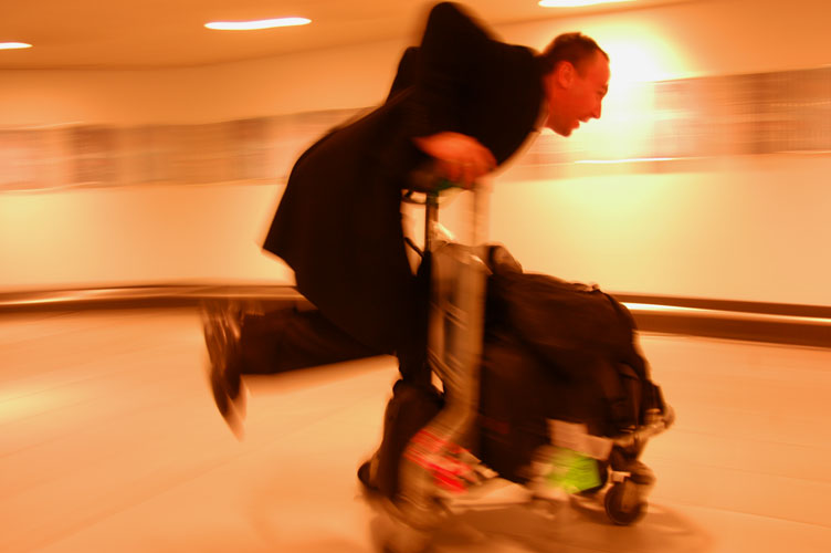 Off his Trolley : Heathrow Airport : London UK