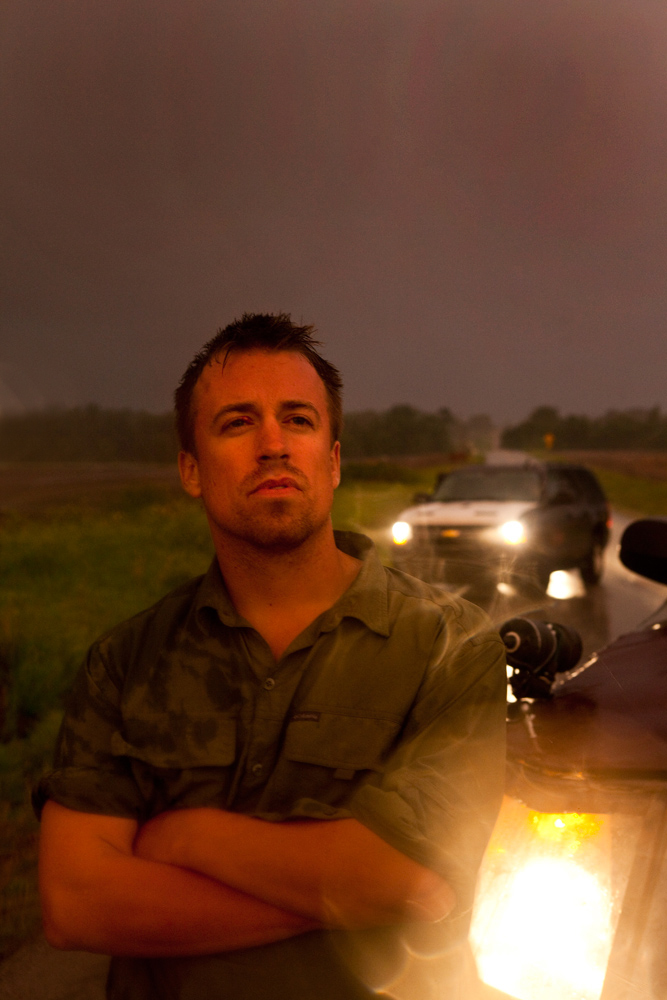 Reed Timmer Meteorologist and Extreme Storm Chaser with The Dominator : Kansas