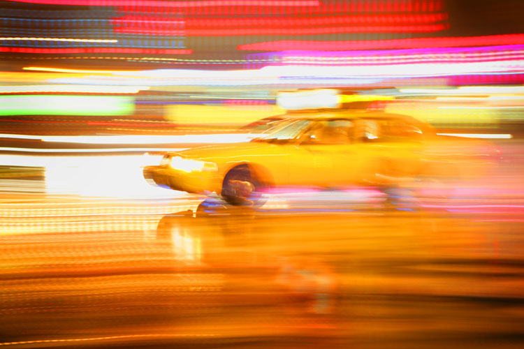 Yellow Cab on a Rainy Night – 23rd St NYC