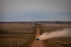 Truck Rolling on an Unmade Road : South Dakota : USA
